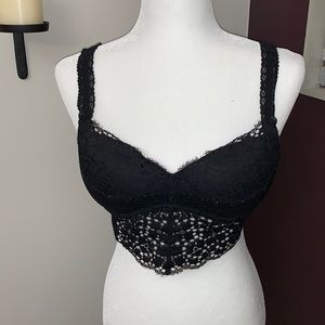PINK Victoria’s Secret lacy black push up bralette.